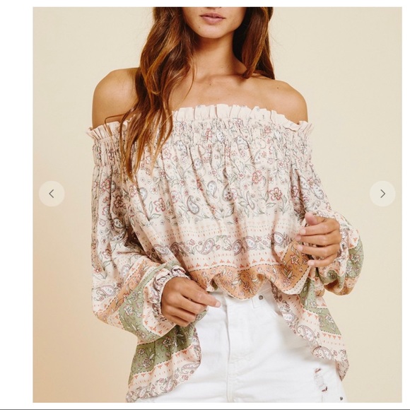 Pauline Boho Smocked Off The Shoulder Top - Picture 2 of 8
